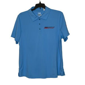Cutter & Buck Polo Shirt Size Large Blue Grand‎ Sport Logo DryTec Womens SS